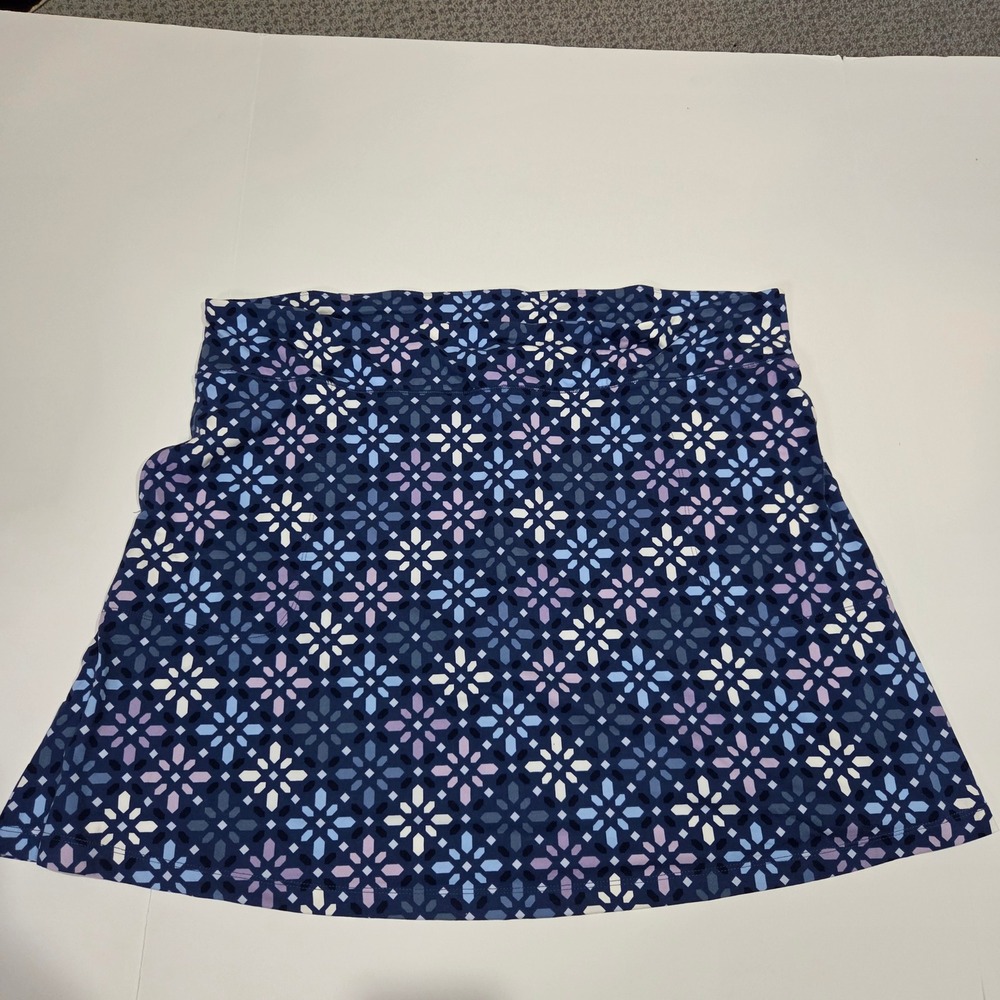 Cuddl Duds Skort Women 1X Blue NWOT Geometric Print Pockets Activewear